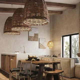 Ritta Vintage Rustica Lampadari LED Rattan Soggiorno/Camera da Letto