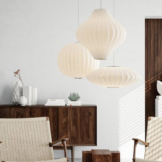 Ritta Design LED Lampada a Sospensione Seta Artificiale Bianco