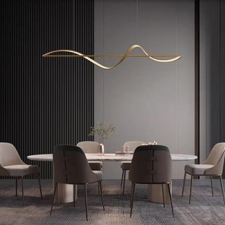 Arisha Lampada a Sospensione Metallo Ottone/Nero Onda Galleria d'Arte Minimalista