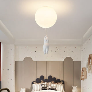 Aria Moderno Bellissimo LED Plafoniera Bianco Orso Pallone Resina