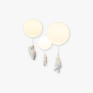Aria Moderno Bellissimo LED Plafoniera Bianco Orso Pallone Resina