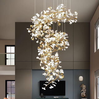 Olivia Design Bellissimo LED Lampade a Sospensione Spirale Ginkgo Biloba Metallo Ceramico  Soggiorno/Camera da Letto