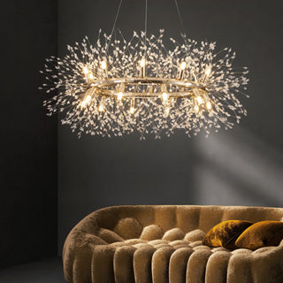 Arisha Lampada a Sospensione LED Moderna Dente di Leone in Metallo Oro/Cristallo