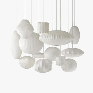 Ritta Design LED Lampada a Sospensione Seta Artificiale Bianco