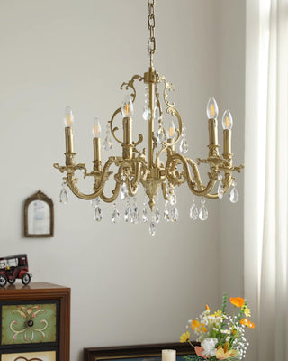 Elvion Classic Brass Crystal Chandelier - Letslighting