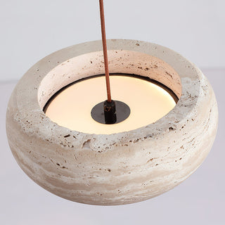 Eurvaran Modern Minimalist Drum Travertine Pendant Lamp - Lamp Copper