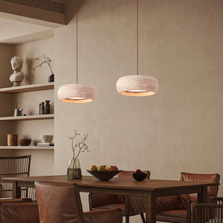 Eurvaran Modern Minimalist Drum Travertine Pendant Lamp - Lamp Copper